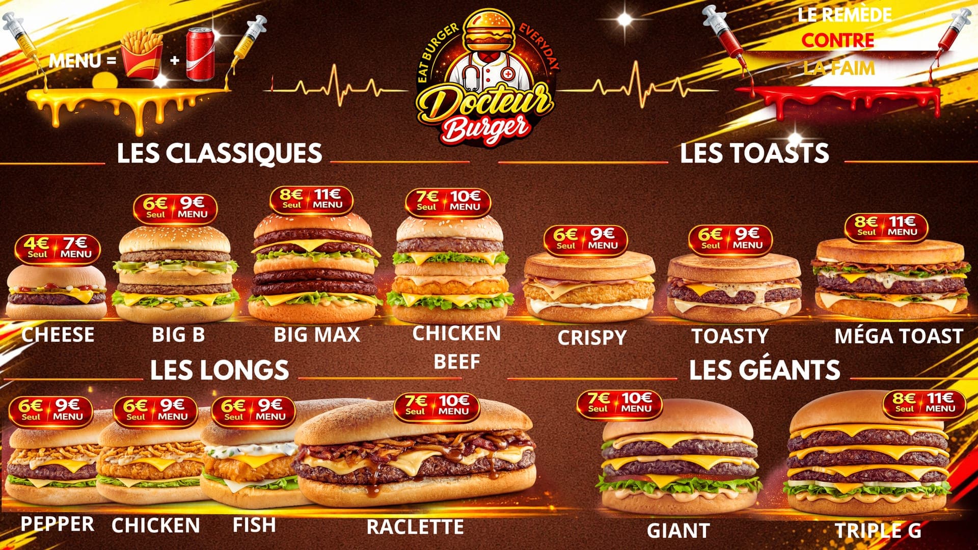 Planche du menu Docteur Burger chez Docteur Burger à Mulhouse